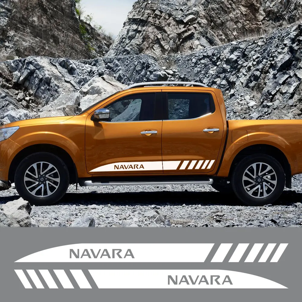 

2PCS Car Door Side Skirt Stripes Vinyl Stickers Decals For Nissan Navara NP300 D40 Nismo JDM Auto Graphics Tuning Accessories