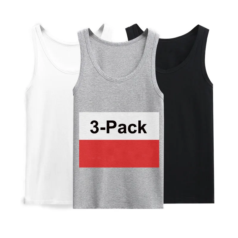 3-piece men's elastic pure cotton vest fine thread sports fitness breathable base vest