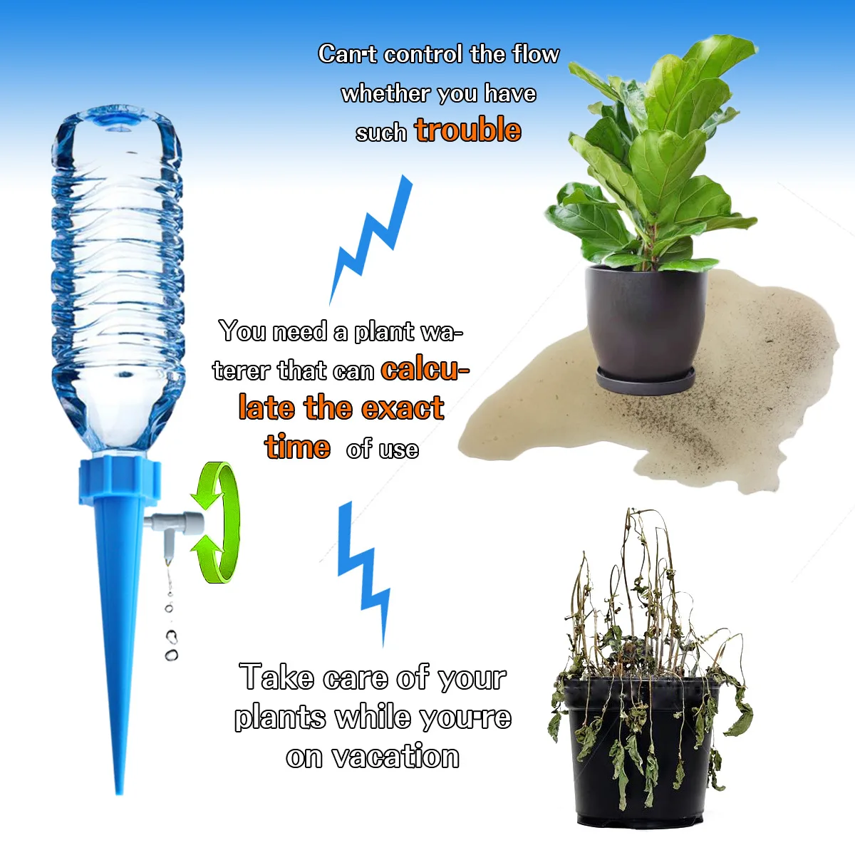 1/6/12PCS Automatic Drip Irrigation Tool Spikes Automatic Flower Plant Garden Watering Kit Adjustable Water Self-Watering Device