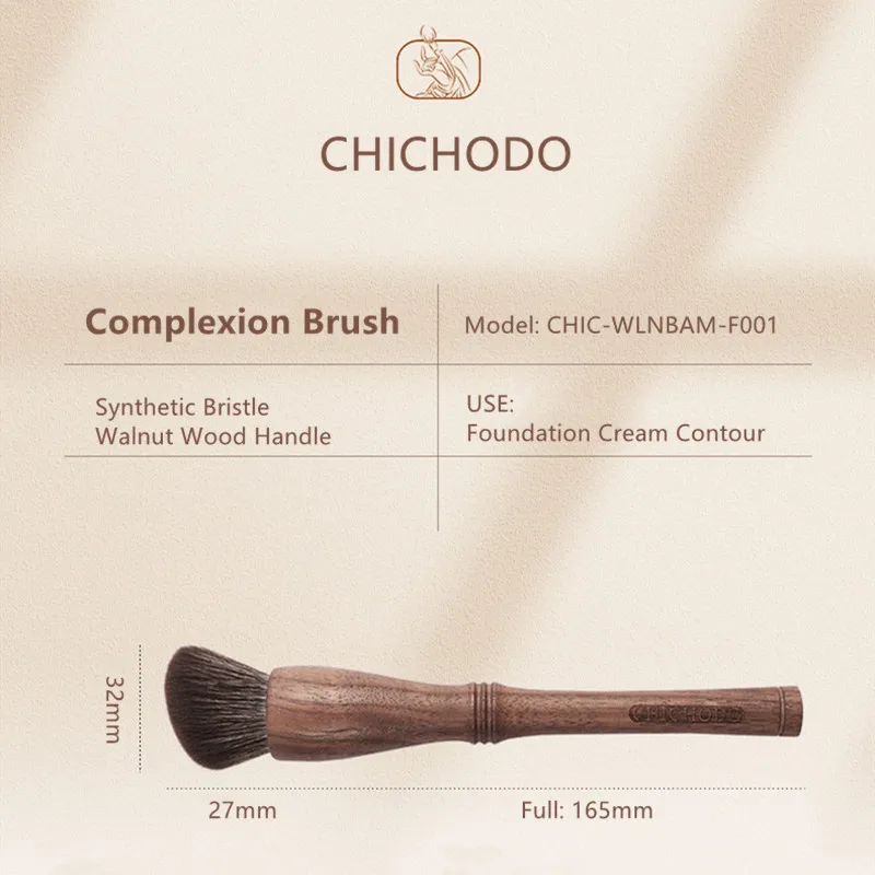 CHICHODO Walnut Slanted Complexion Makeup Brush Angled Foundation Cream Buffing Blending Beauty Cosmetics Brush Tools