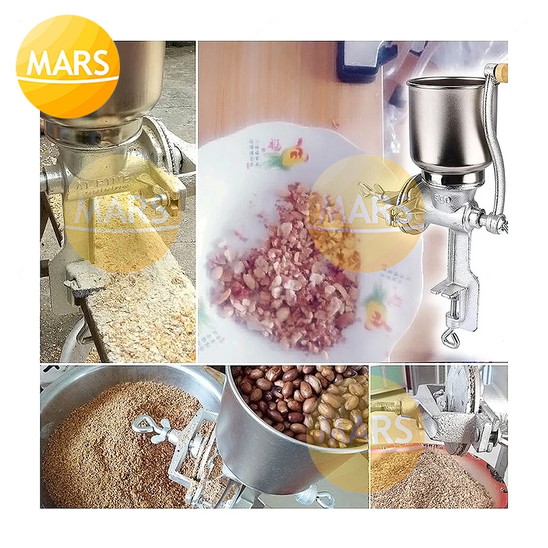 Household Manual Grains Grinding Machine Medicinal Material Walnut Peanut Crusher Adjustable Corn Flour Malt Mill Grinder