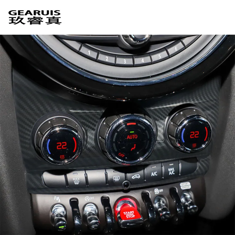 

Для BMW Mini Coooper F55 F56 F57 из углеродного волокна, внутренний переключатель кондиционера, наклейка на панель компакт-диска, автозапчасти, центральная панель управления