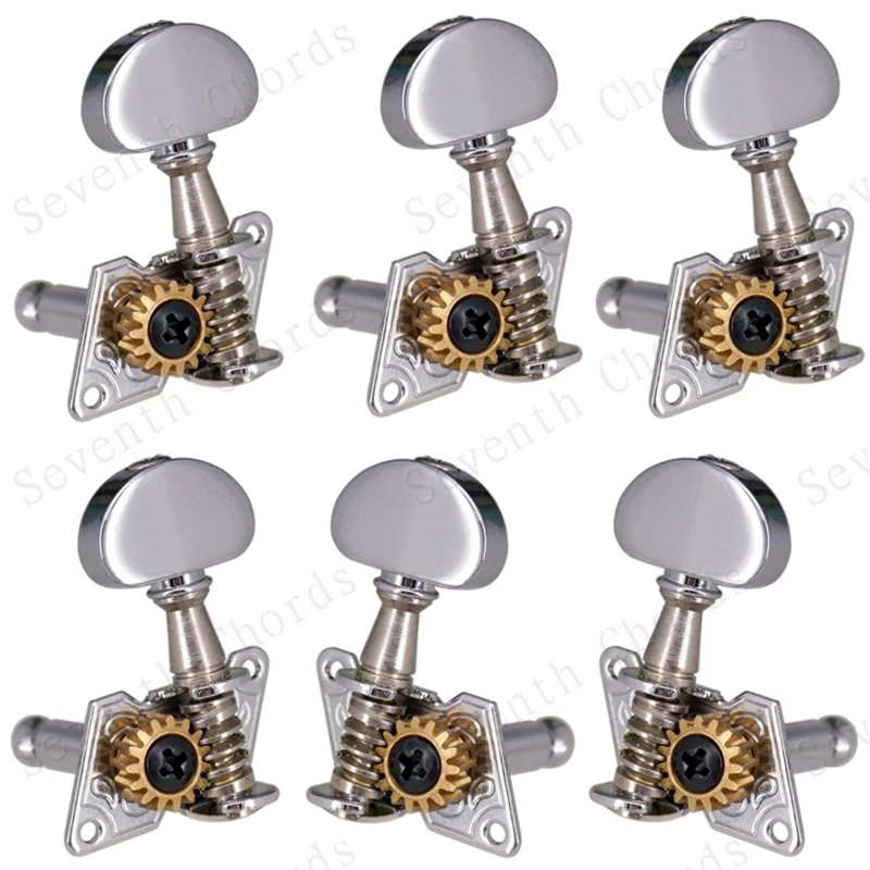 EIN Set 6pc Kleine Halbkreis Tasten Open Gear Inline Gitarre String Mechaniken Tuning Pegs Tasten Mechaniken Gitarre Zubehör teile – Detail 7