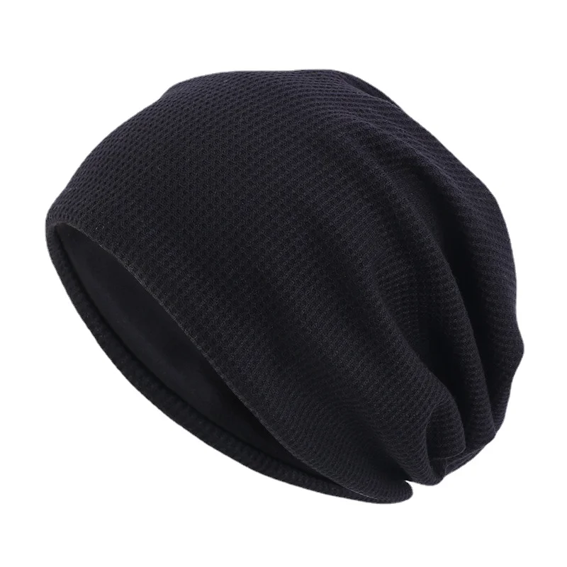 Double Fabric Cotton waffle pattern Autumn Early Winter Skullies & Beanies