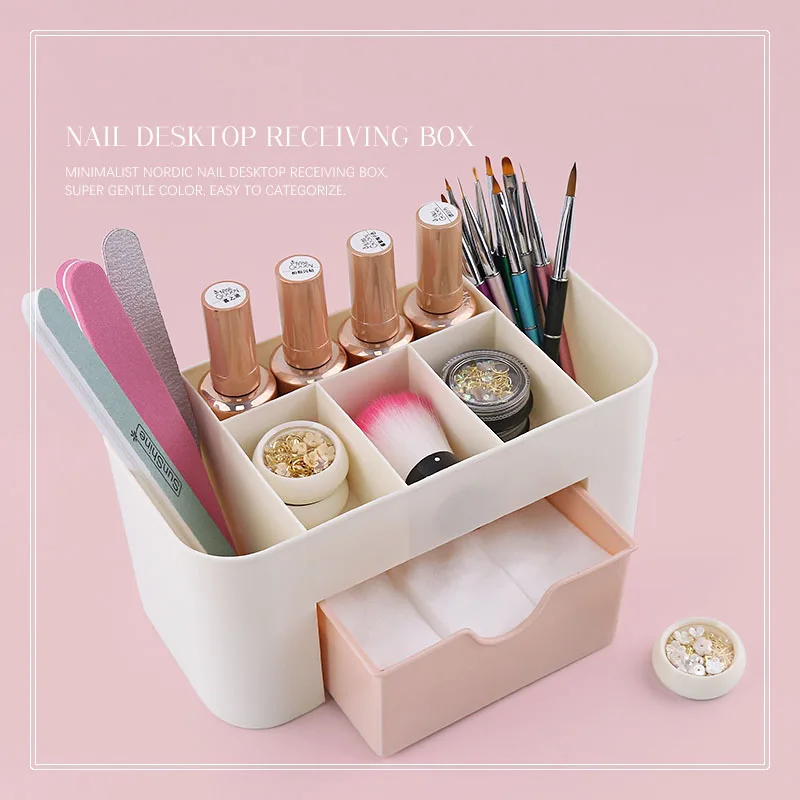 

Plastic Nail Art Tool Storage Box Tweezers Clippers Pens Polishing Container Nail Manicure Tool Holder Table Sundries Organizer