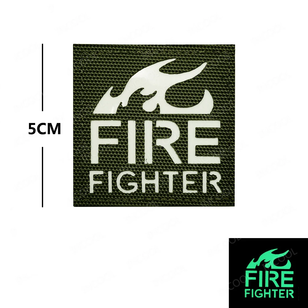 Reflective Glow in Dark Fire Fighter Patch Rescue Hook Back Patches Medic FIREFIGHTER PVC Patch For Clothing Backpack