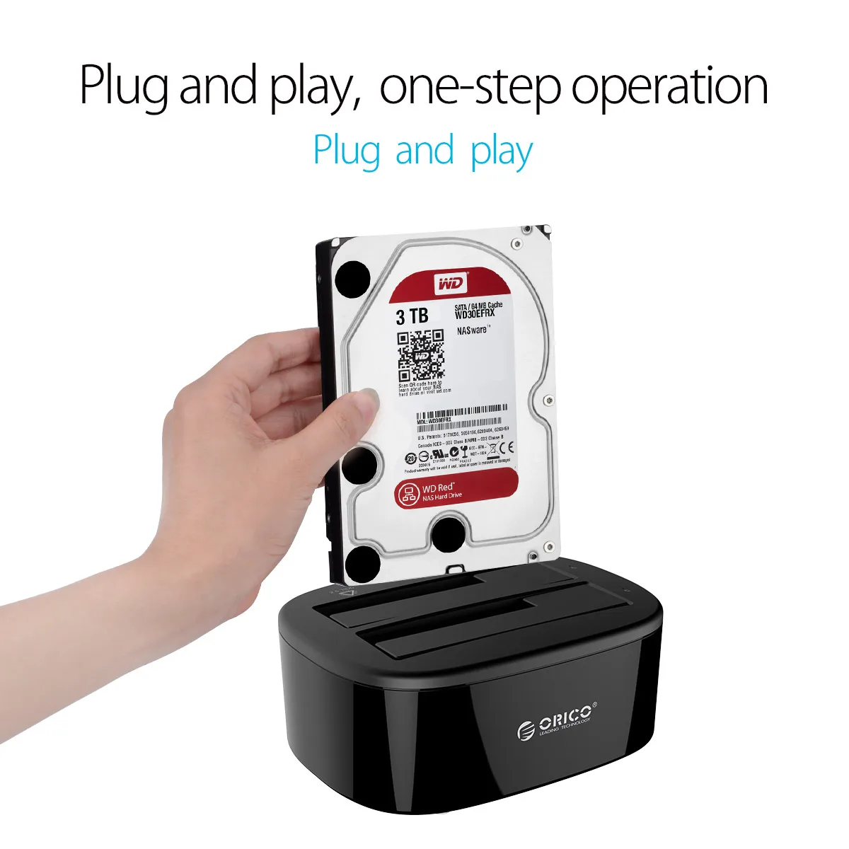 ORICO Dual-Bay HDD-Dockingstation USB 3.0 USB-C für 2,5/3,5 Zoll SATA-Festplatten Werkzeuglos für PC mit 12V/3A Netzteil – Detail 6