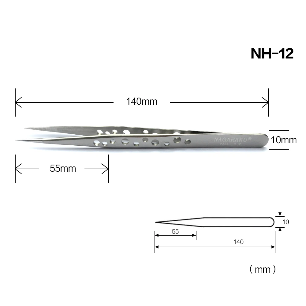NAGARAKU Make-up Wimpern 2er-Set N-01 N-02 Wimpernpinzetten NH-12 NH-15 Präzisionswimpern ST-12 ST-15 Pinzette Edelstahl – Detail 11