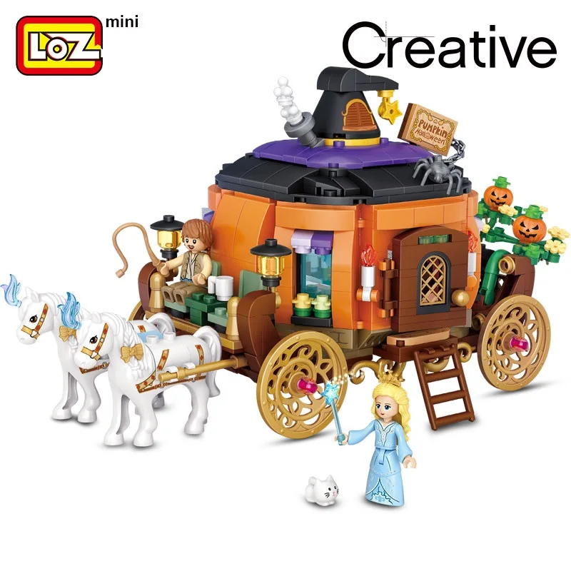 LOZ Pumpkin Carriage Building Blocks Small Particle Assembling Toy Assembly