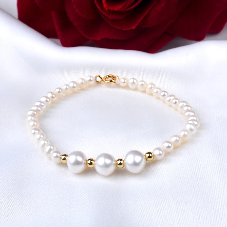 

Браслет из настоящего натурального пресноводного жемчуга NYMPH S925, пряжка и 18-каратный золотой шар, браслет ручной работы, ювелирные изделия, подарок для женщин S531