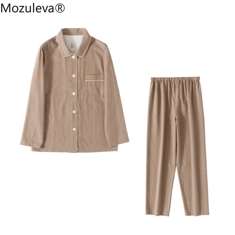 Mozuleva-Pijama de algodón 100% para hombre, ropa de dormir de 2 piezas, a cuadros, para el hogar, otoño