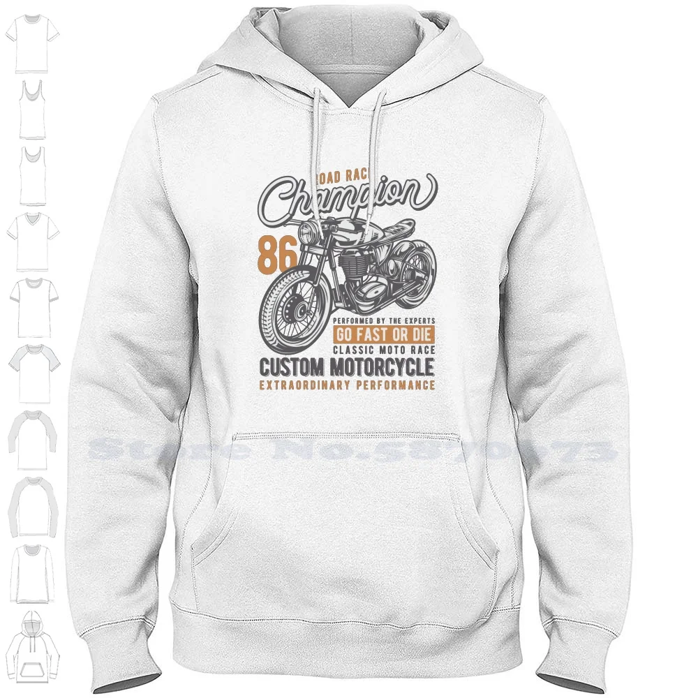 Classic Moto Race 100% Cotton Hoodie T-Shirt Cool Helmet Funny Music Vintage Classic Bikes Motors Legend Riding Racing American