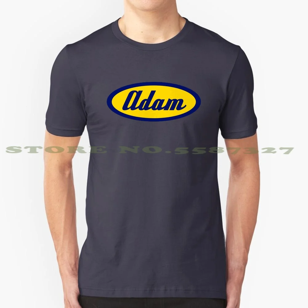 Adam 100% Pure Cotton T-Shirt Brock Vintage Big Block Hemi Yellow Navy Blue Sign Retro Peterbilit Racing Car Automobile Nametag