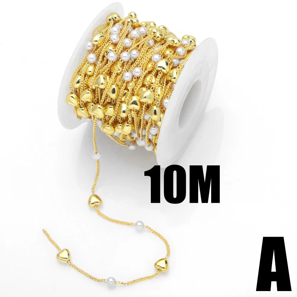 OCESRIO 10M Genuine Gold Plated Star Pearl Chain for Jewelry Making Brass Handmade Party Decoration Accesories Creation cana050