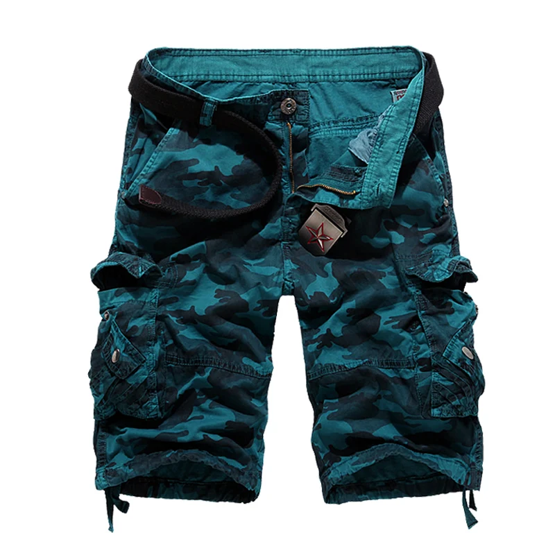 2023 New Camouflage Loose Cargo Shorts Men Cool Summer Military Camo Short Pants vendita calda Homme Cargo Shorts No belt