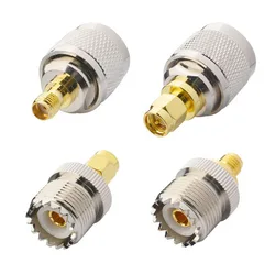 Adaptador de conector RF para walkie-talkie Baofeng, UHF-SMA SMA hembra macho a UHF PL259 SO239 Coaxial, 1 pieza