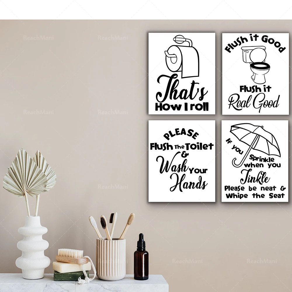 Toilet rules quote art canvas painting modern funny bathroom rules sign posters and prints wall pictures