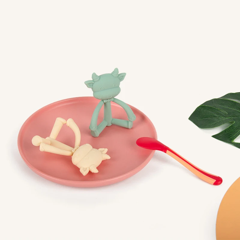 Stereoscopic Sheep Cow Cartoon Food Grade Silicone DIY Baby Teethers BPA Free Infant Newborn Boy Girl Cute Cartoon Chew Chew Toy