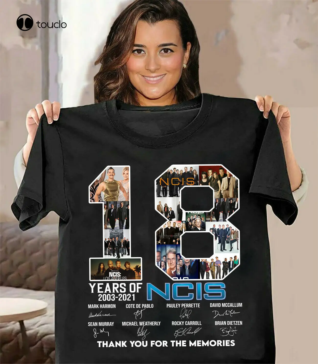 

Ncis 18 Years Cast Signatures Gift For Fan Unisex T Shirt S-3XL Black