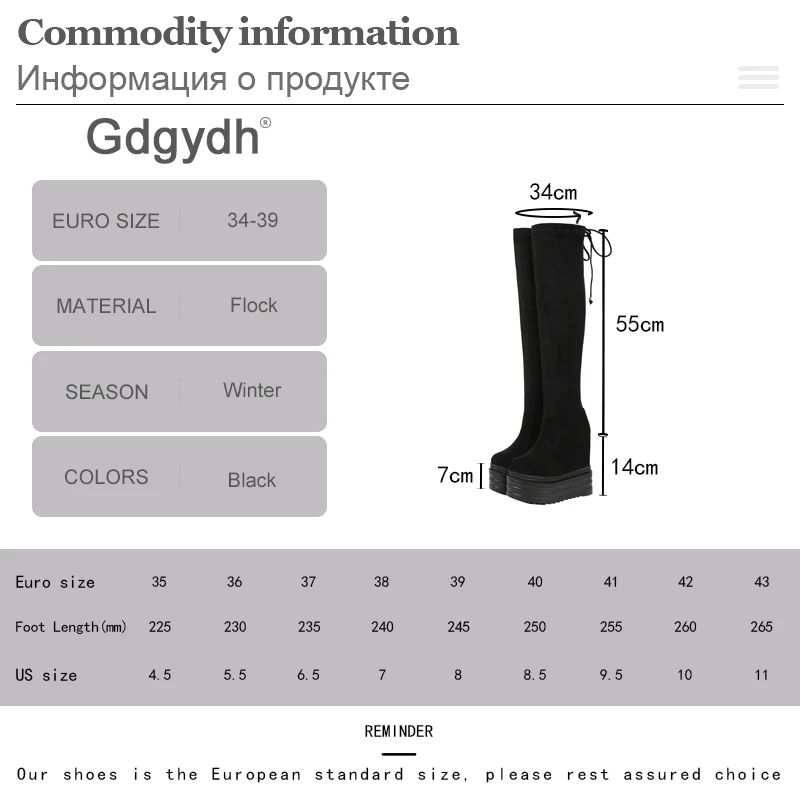 Gdgydh Winter Women High Boots Over The Knee Fashion Hidden Heel Warm Plush Thigh High Boots For Women Platform Shoes Suede