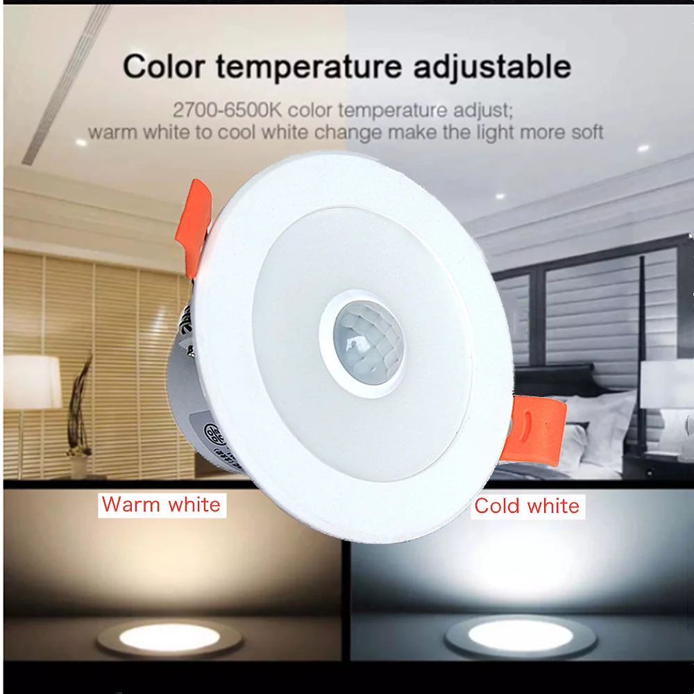 5w 7 9 pir sensor de movimento led downlight recesso teto ponto lâmpada entrada corredor escada passarela garagem casa inteligente luz 220v