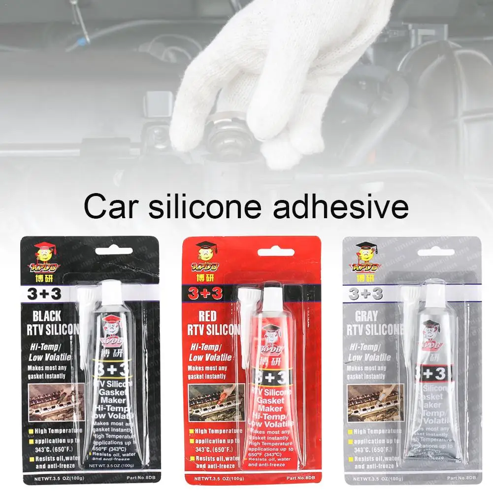 3 + 3 Plastic High Temperature Silicone Rubber Automotive Non-adhesive Gasket Oil Resistant Waterproof Sealant Black/Red/Gray