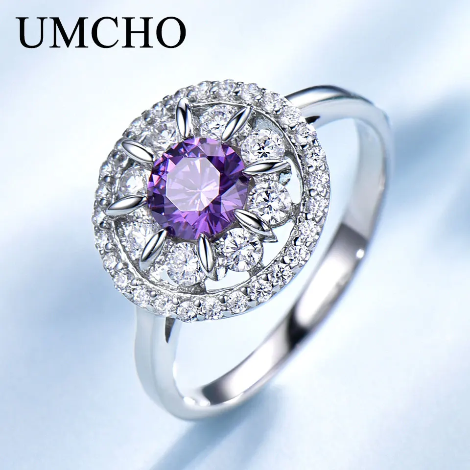

Женское кольцо с аметистом UMCHO, кольцо из стерлингового серебра S925 пробы, подушечка из аквамарина, романтический подарок, ювелирные изделия для помолвки