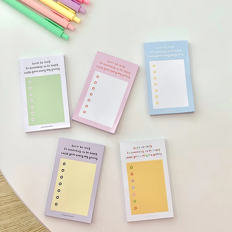 50 Sheets Cute Fresh Color Korean Memo Pad Message Notes Decorative To Do List Note Paper Memo Stationery Office Supplies