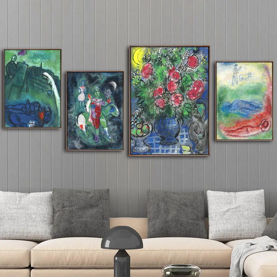 منزل الديكور مارك شاغال جدار الفن لوحة زيتية قماشية طباعة مجردة ملصق وحدات الانطباعية صورة لغرفة النوم #2