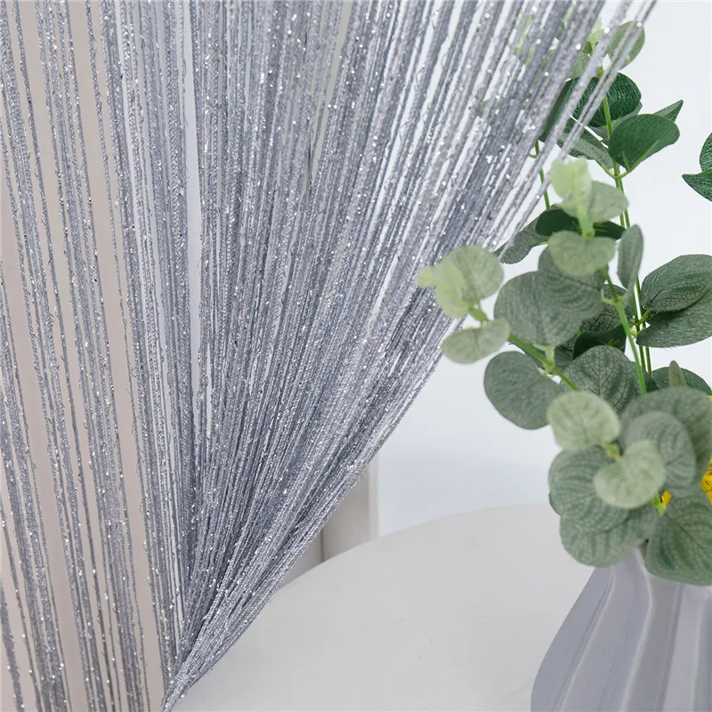 300X260 cm String Curtain Valance Shiny Tassel Line Curtain Solid Color Window Door Curtain Divider Drape Room Decor