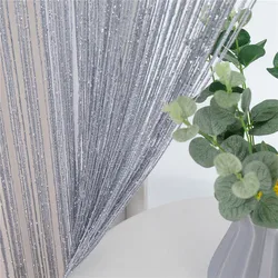 String Curtain Valance Shiny Tassel Line Curtain Solid Color Window Door Curtain Divider Drape Room Decor