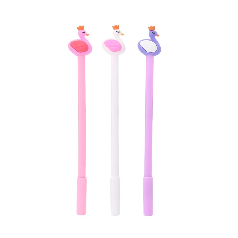 

50PCS Creative Stationery Flamingo Gel Pen Korean-Style Black Student Test Pen Cartoon Swan Gel Pen Kawaii School Supplies