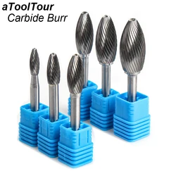 Flame Shape H 1/4 Shank Mould Carving Tools Tungsten Carbide Cutter Rotary File Burr Milling CNC Engraving for Dremel Metal Wood