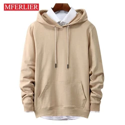 MFERLIER Spring Autumn Men Sweatshirts 4XL 5XL 6XL Large Size Long Sleeve Loose Hoodies Men 8 Colors