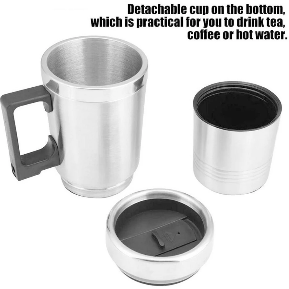 12V water heater Car Cup Electric Kettle Car Heated Mug Stainless Steel Multi-purpose Heating Water Cup Universal Car Interiors