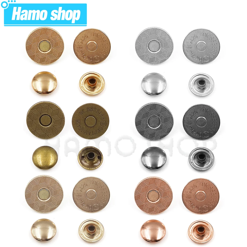 10sets/lot 14mm 18mm Metal Thin Magnetic Snap Clasp For Sewing Purse Handbag Bag Craft Wallet Parts Accessories Materials Buckle