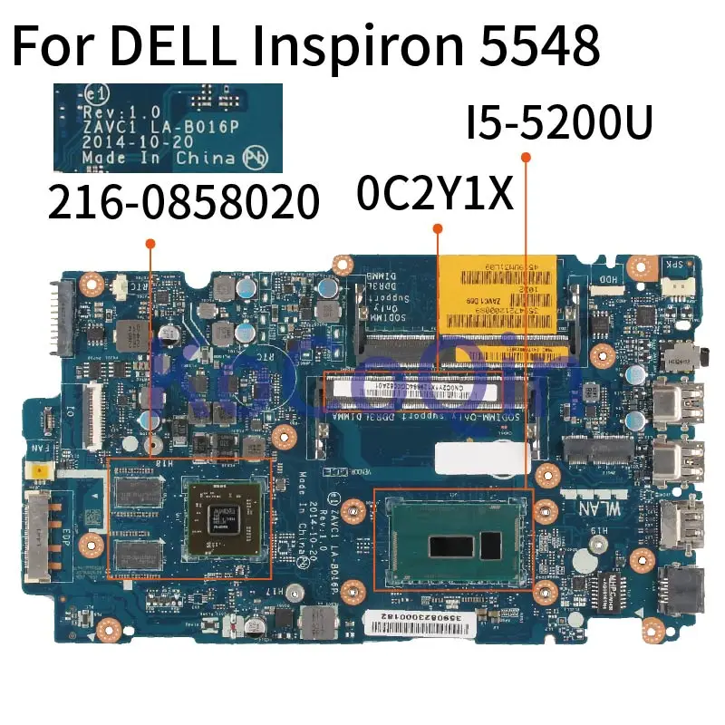 

For DELL Inspiron 5548 SR23Y I5-5200U R7 M265 Notebook Mainboard ZAVC1 LA-B016P CN-0C2Y1X 0C2Y1X 216-0858020 Laptop Motherboard