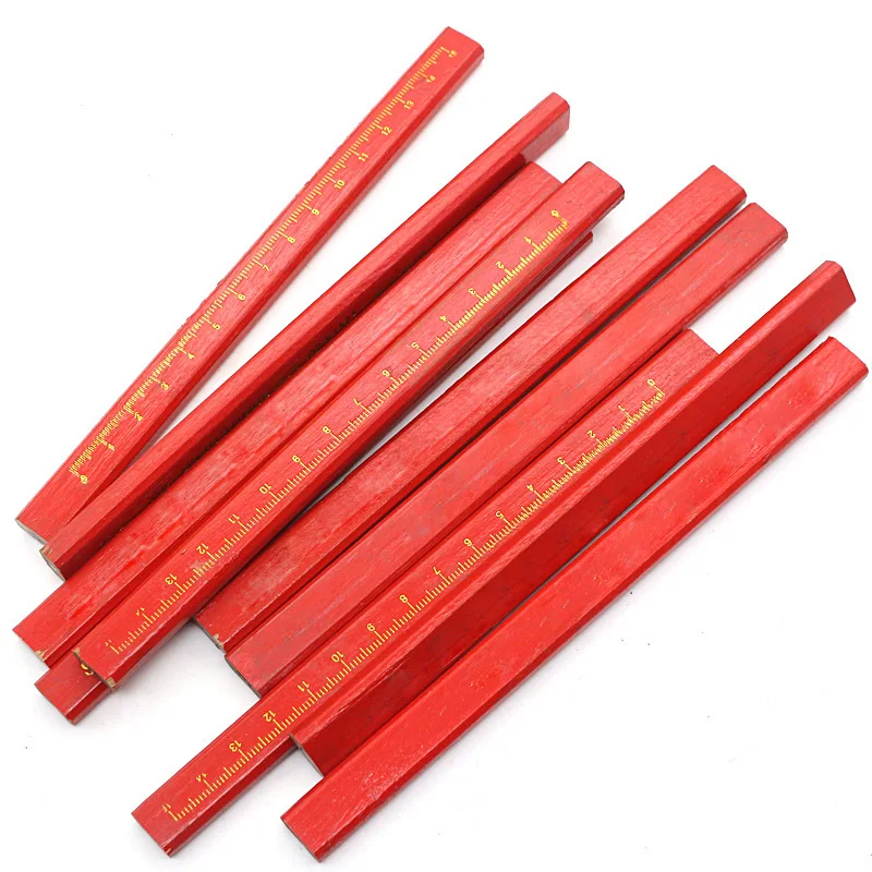 10 pcs/lot DIY Carpenters Pencils Builder Joiners Woodworking Tools Black Thick Core Flattened Mark Pencil Stationery Supplies