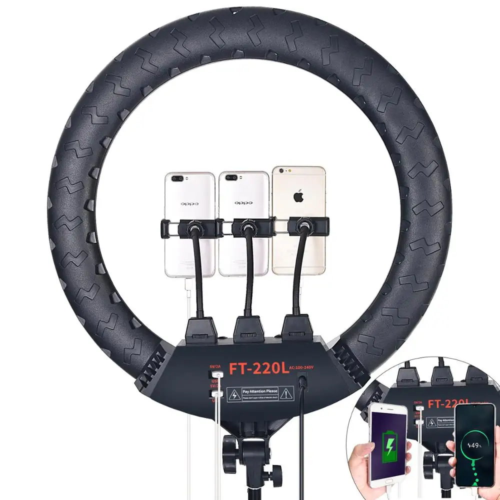 Fosoto 22/18 Polegada luz do anel 3200-5600k luz fotográfica led anel lâmpada com tripé remoto usb para o estúdio da câmera do telefone youtube