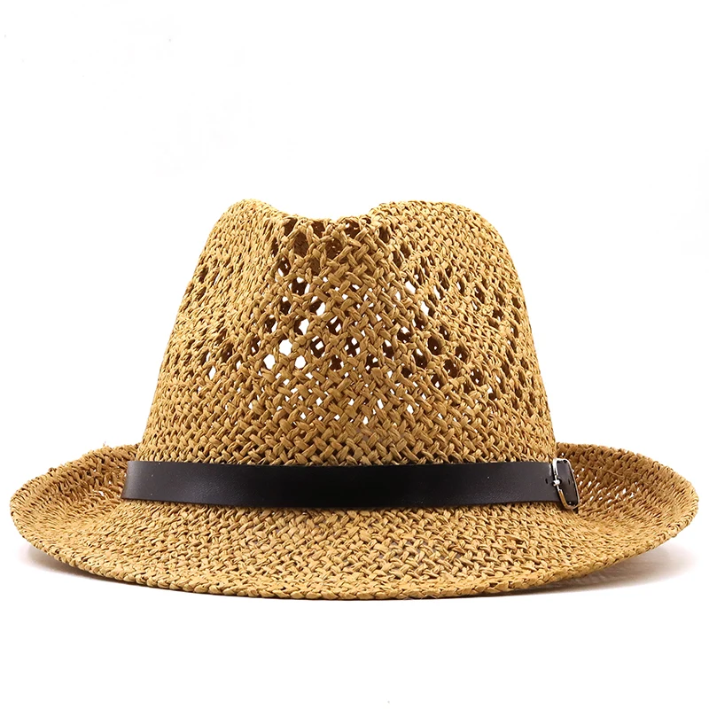 Summer men Fedora Hats for Women Straw Sun Hats Wide Brim summer Visor Cap Solid Straw Jazz Hat Beach cap Sombrero Panama Gorras