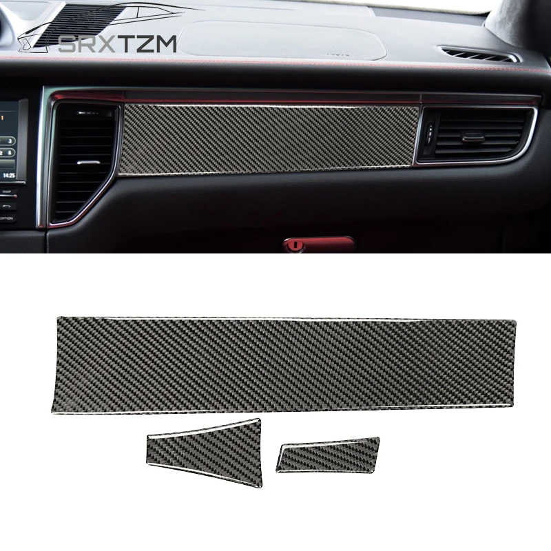 LHD RHD Center Console Dashboard Trim Strips Car Ac Outlet Decoration Cover Trims Carbon Fiber Style For Porsche Macan 2014-2021