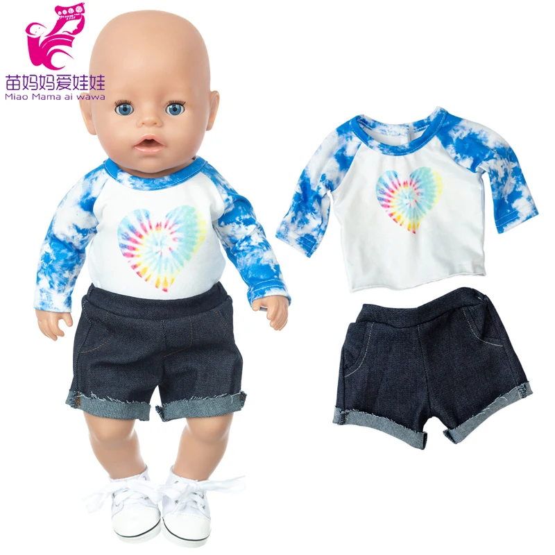 18Inch Girl Dolls Clothes Summer Shirt Jeans Pants 40cm Baby Doll Clothes Toys Wears