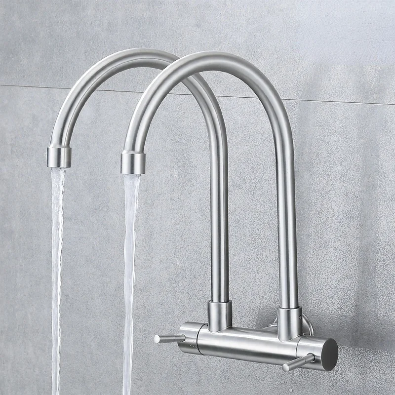 

In-wall Single-hole Single-cold Vegetable Sink Faucet Stainless Steel Double-outlet Vegetable Sink Faucet Balcony Mop Pool Fauce