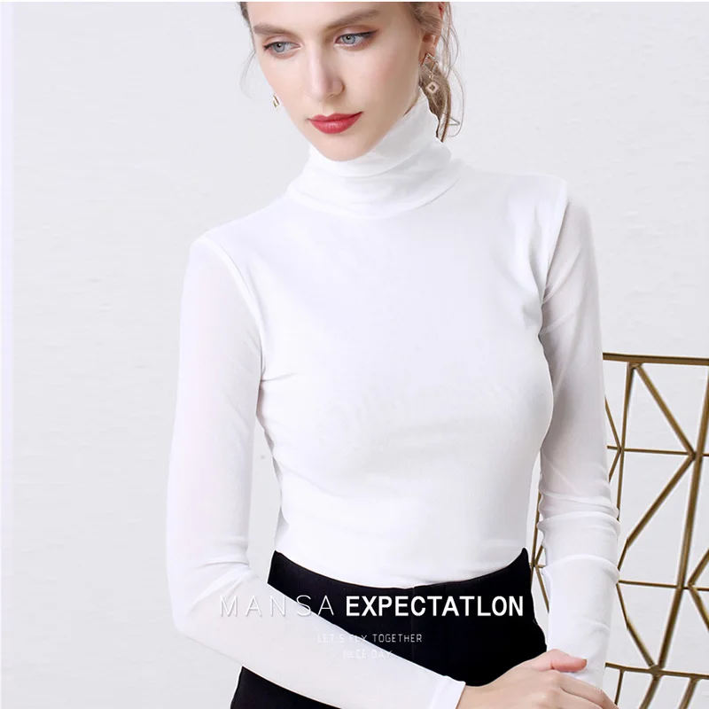 Autumn Sexy Womens Pullover Turtleneck Blouse Shirt Long Sleeve 2019 Elasticity Red Women Casual Shirts Tops New