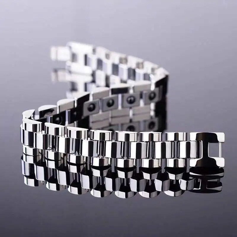 Gold Silver Color Tungsten Carbide Bracelets Cool Steel Energy Balance Health Care Biker Bracelets for Men Women Lover Jewelry