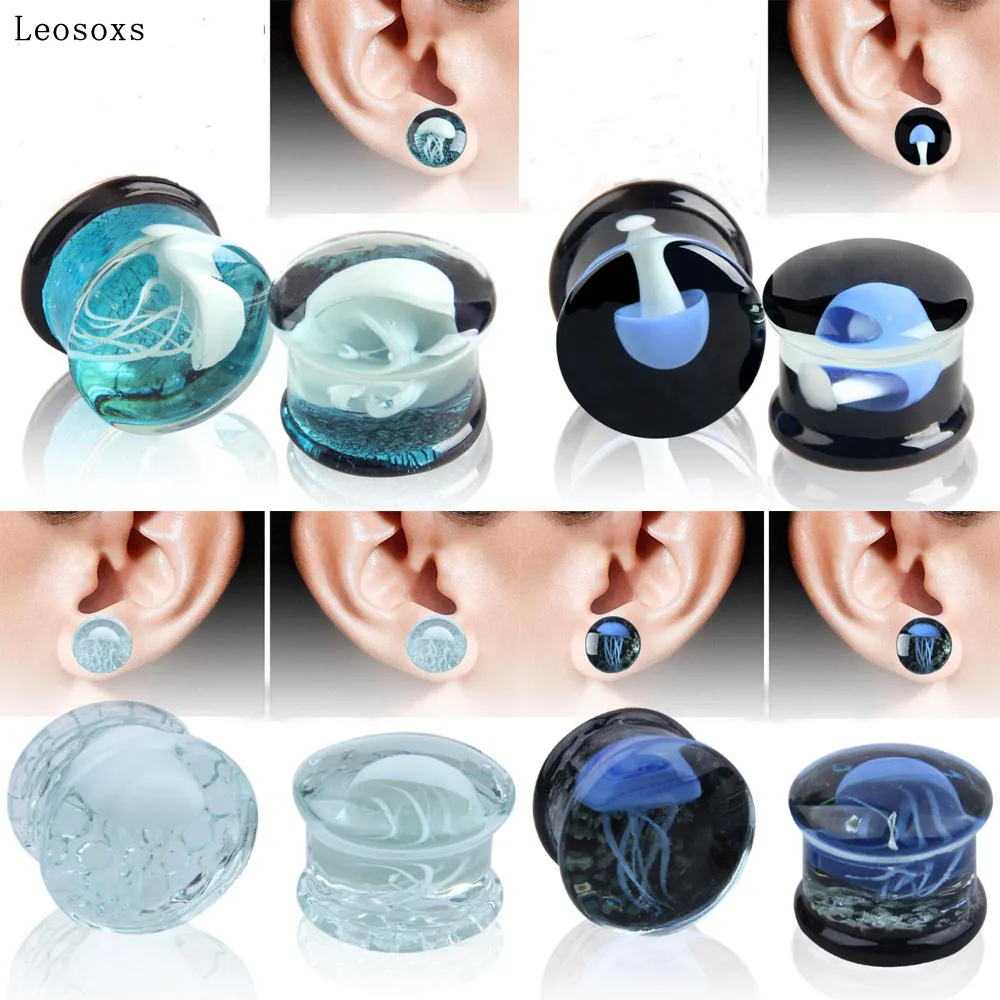 Leosoxs 2 Piece 8-16mm plugs and tunnels ear Expansion Earrings Marine Jellyfish Auricle Popular Jewelry For Women