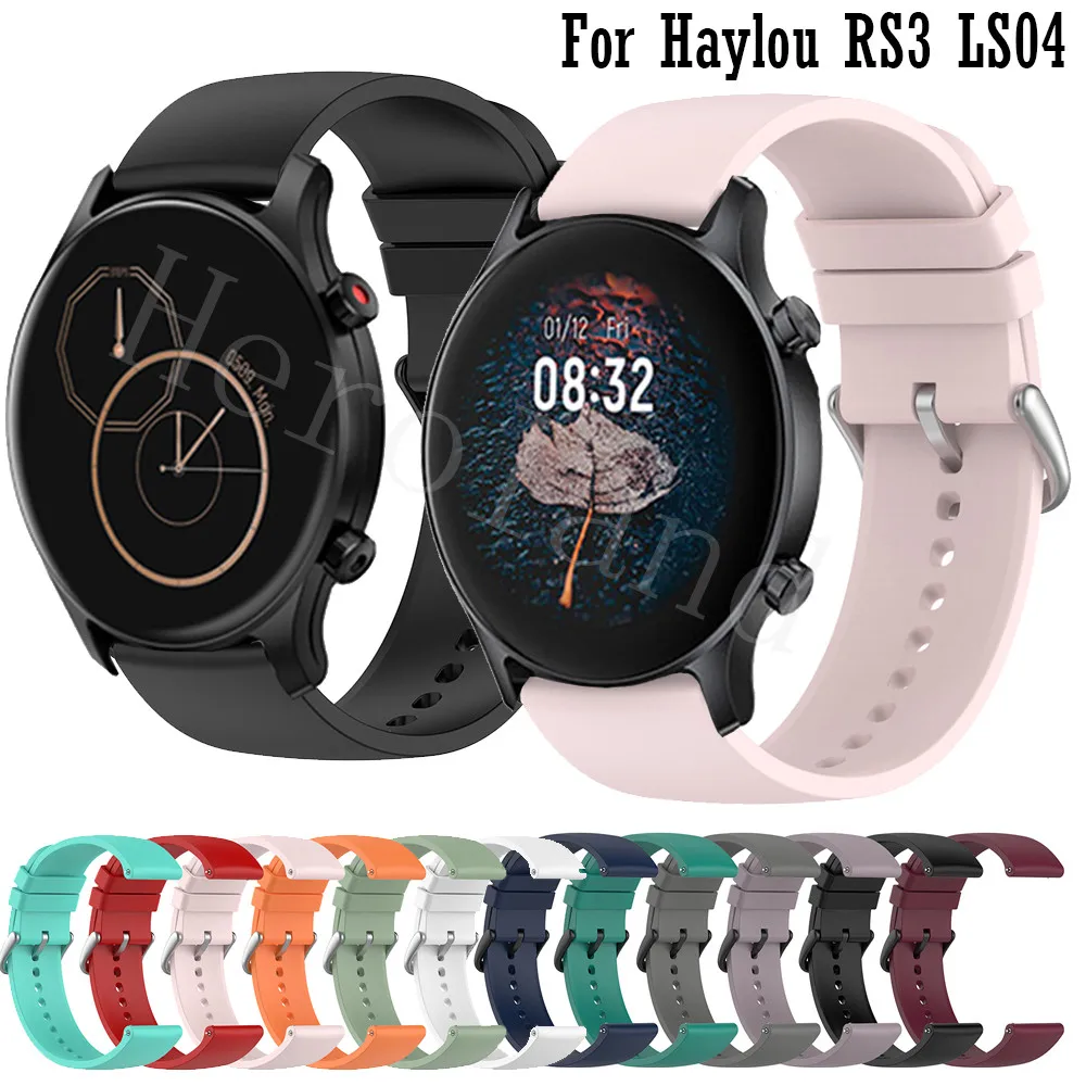 Belt 20 22mm Watchstrap band For Haylou RS3 LS04 / RT LS05S Strap Bracelet Sport For Haylou Solar LS02 Silicone Smart Wristbands