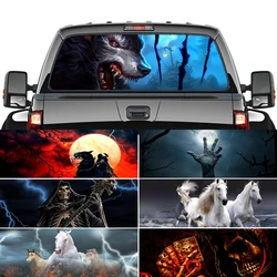 1PCS Surprising Pickup Truck 3D Rear Windshield Poster Decal Scary Unique Thriller Sticker Car Accessories