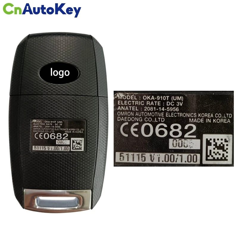 Cn051137 3 botão original substituição flip carro chave fob para kia sorento 2015-2019 controle remoto 433mhz fccid OKA-910T 95430-c5211/c5210