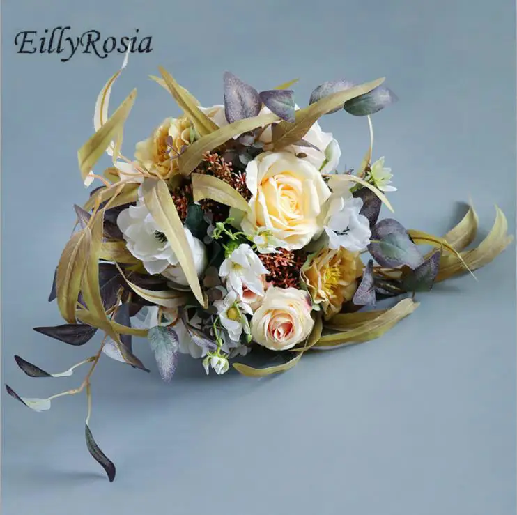 Eillyrosia buquê de flores artificiais estilo casamento, outono 2021, pintura a óleo, decorações para casa